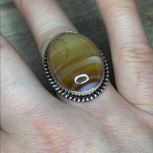 Banded Agate 925 Silver Plated Ring
